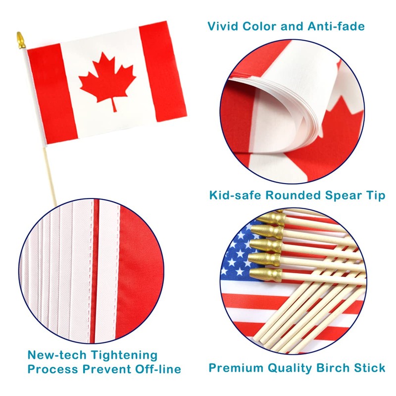 QQSD Canada Small Flag Canadian Stick Mini Hand Held Flags