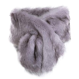 KAMA BRIDAL Women Long Faux Fur Shawl Bridal Stole Cover Up Winter Soft Bolero Scarf Silver Grey