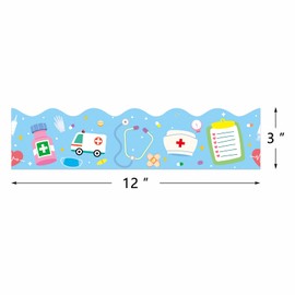 72 Feet Nurse Healthcare Workers Bulletin Board Borders for Nurse Day Party Decoration Doctor Appreciation Week Medical Nursing Nurse School Graduation Classroom Bulletin Board Hospital Décor(Blue)