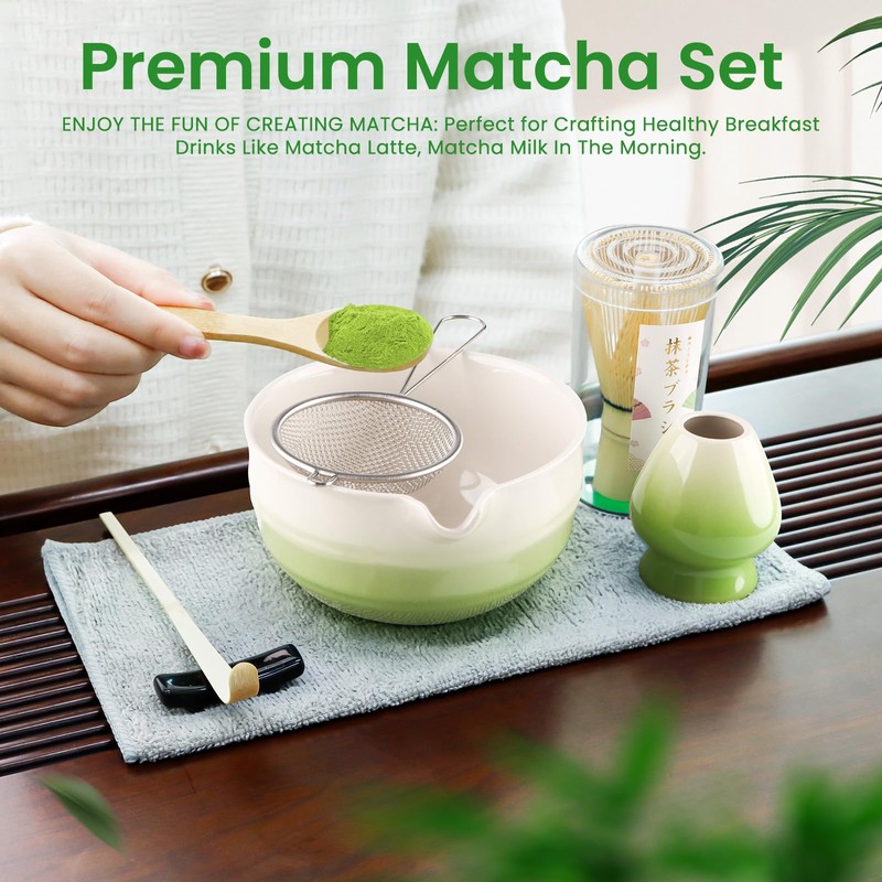 Matcha Set (7-Piece) Which Matcha Whisk, Matcha Cup, Matcha Bowl,
