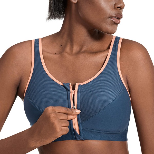 Syrokan Ladies’ Sports Bra, Strong Support, With Zip, Without Underwire