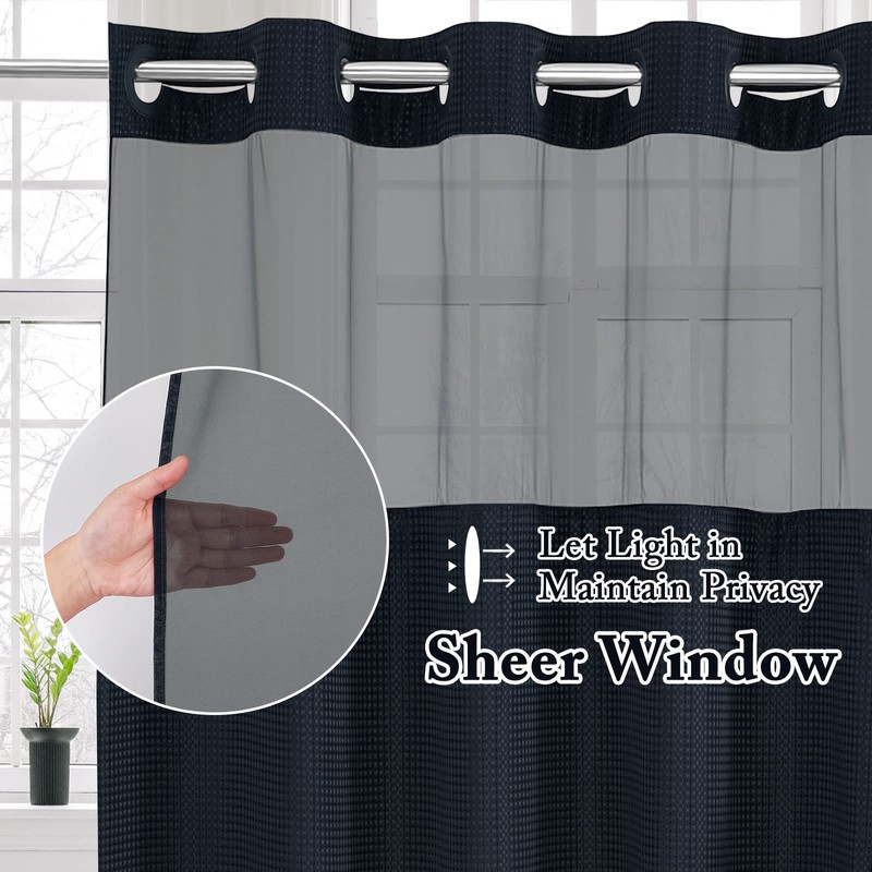 Gibelle Long Shower Curtain 72x80, Waffle Weave Bathroom Shower Curtain