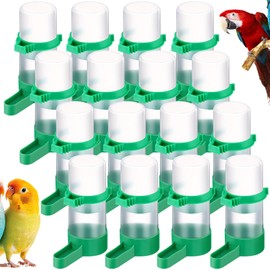 Threehoney 16 Pcs Automatic Bird Water Dispenser Plastic Bird Feeder Drinker Waterer for Pet Parrots Cage Parakeets Cockatiel Budgie Pigeon Quail Lovebirds Watering Supplies Drinking Bottle