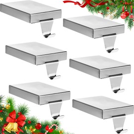 Zonon Christmas Stocking Holders Metal Stocking Hangers for Mantle Christmas Stocking Hanging Hooks Stocking Holder for Holiday Xmas Fireplace Stair Indoor Decor (Silver,6 Pcs)