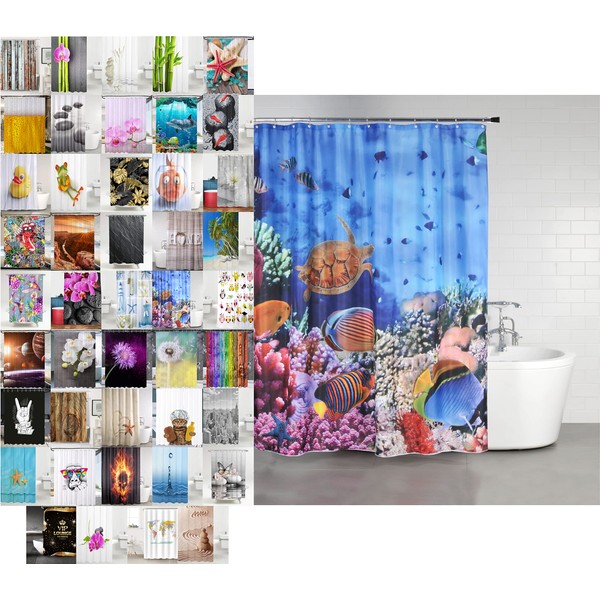 Sanilo, Shower Curtain, Many Beautiful Shower Curtains to Choose from, High-Quality 12 rings, waterproof, anti-mould effect., ocean, 180 x 200 cm