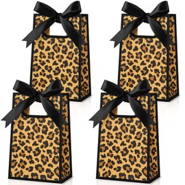 Kolldenn 30 Pack Leopard Print Gift Bag with Handles, 10.2 x 7.1 x 3.2 Inch
