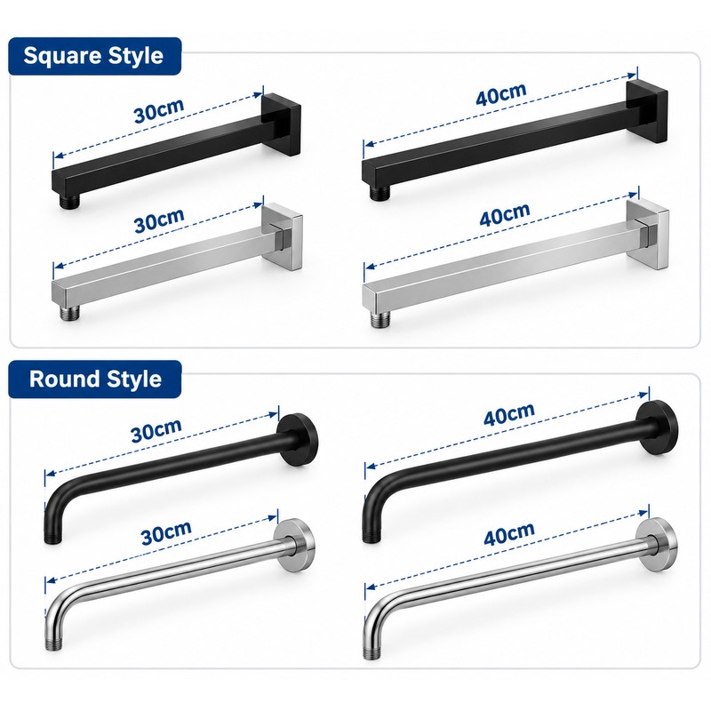 Wall Mounted Shower Head Extension Arm for Rainfall Showers –