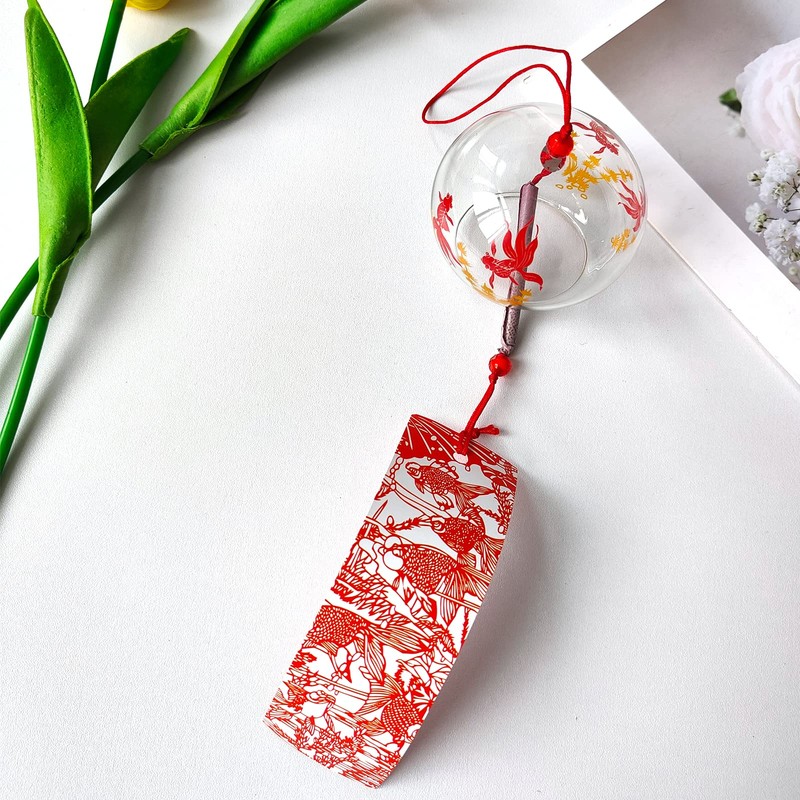Japanese Wind Chimes Glass Wind Bells Red Glass Wind Chimes