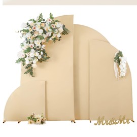Champagne Arch Backdrop Cover Half Moon Arch Backdrop Stand Cover for Wedding Birthday Party Baby Shower Banquet Arch Decor 5ft(Champagne,5x2.65ft)