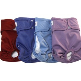 JoyDaog Female Dog Diapers for Small Dogs,4 Pack Reusable Washable Premium Puppy Diapers for Heat,Incontinence,Period Doggy Nappies,S
