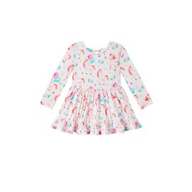 EASWEET Bamboo Viscose Baby Girl Bodysuit Long Sleeve Cute Bow Infant Girls Romper Dress, Unicorn Dream, 3-6 Months