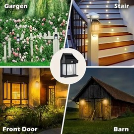 Solar Motion Sensor Wall Light, Outdoor Security Sconce with Zero Wiring, Black and White, 6-8 Hours Runtime