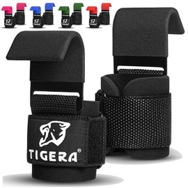 TIGERA Lifting Straps Strength Training (Pair),Lifting Aid Hook with Fitness Lifting Aids for Men and Women,8 mm Thick Neoprene,Deadlifts Powerlifting Power Lifting Pull-Up Bar Liftups Shoulder Lifts