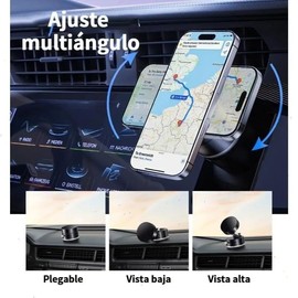 Soporte Magnético para Teléfono en el Auto,Ventosa al Vacío Ultra Fuerte con Base Ajustable 360°,Soporte Plegable para Carro,Compatible con Todos los Celulares,Succión Magnética N52 (Blanco + Negro)