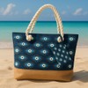 Large Black Beach Bag with Evil Eye Design – Rope