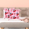 JarThenaAMCS Coquette Bow Cherry Pillow Covers Pink Red Cherries Bowknot