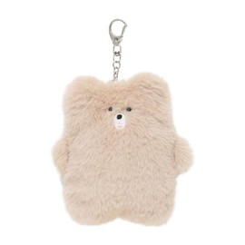 ASKNOWASPLUS ZY8576 Souffleki Ring Pouch, Bear, F, Animal, Fluffy, Fluffy, Pouch, Accessory Case, Cute, Plush, Beige