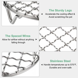 M METERXITY Cooling Rack, 7.1" Round Stainless Steel Baking Rack with 20mm Legs for BBQ/Cooking/Roasting/Grilling/Steaming/Drying, Wire Cooling Rack for Baking [Silver]