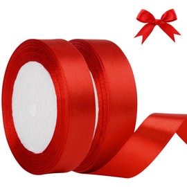 AWCIGG® Satin Ribbon Red, 44 m x 20 mm Gift Ribbon Decoration Ribbon Fabric Ribbon Ribbons for Gift Wrapping, Florists, Crafts, Sewing, Cars, Wedding, Christmas (22 m Roll)