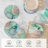 Vibiliyou Marble Green Pattern Coasters for Drinks with Holder Set