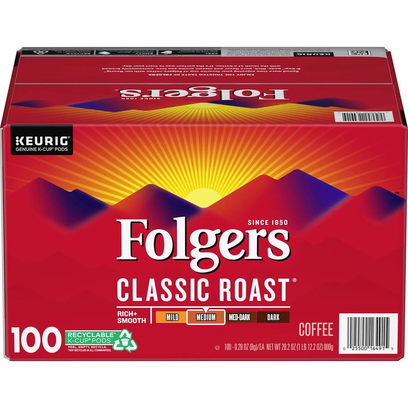 Folgers Classic Medium Roast K-Cup Coffee Pods (100 ct.) Great