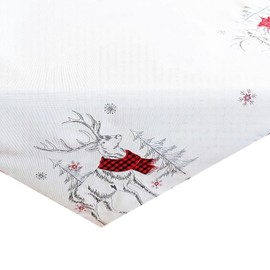 KAMACA Tablecloth 85 x 85 cm with Filigree Embroidery Kitchen Dining Table Decoration Eyecatcher in Autumn Winter Christmas (Reindeer with Red Scarf)