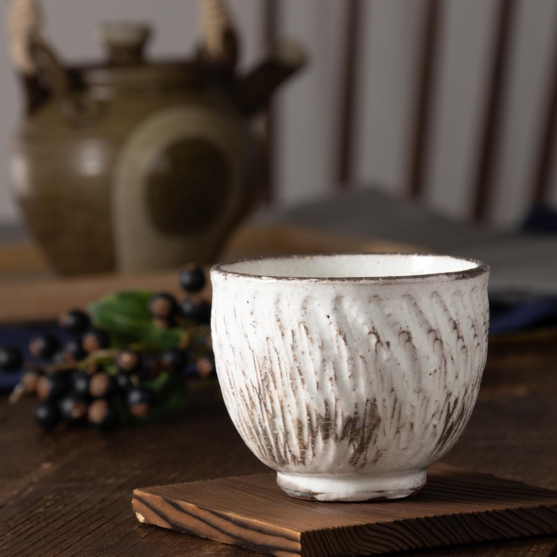 Marui Seiyo Shigaraki Ware 3-4498 Hechimon Tea Cup, Capacity: Approx.