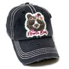 Womens Floral Monogram Cap Mama Bear Patch Embroidery Distressed Hat,