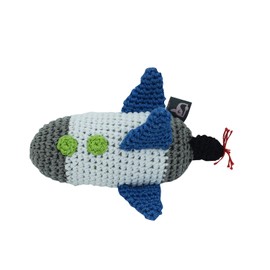 Dog Teeth Cleaning Cotton Crochet Squeaky Dog Toy for Small Dogs - Space Ship