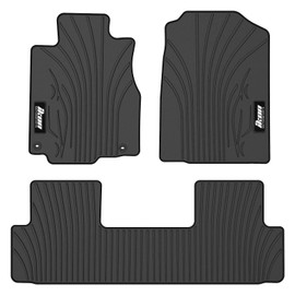 IKON MOTORSPORTS, Custom Fit Floor Mats Compatible with 2012-2016 Honda CR-V, Latex Rubber Heavy Duty All Weather Season Car Auto Front Rear Carpets Liner 3PC Black, 2013 2014 2015