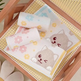 Kissvian Juego Toallas Mano Gatos Diseño Floral Dibujos Animados Decoración Hogar Baño Cocina Cara Amantes Niños