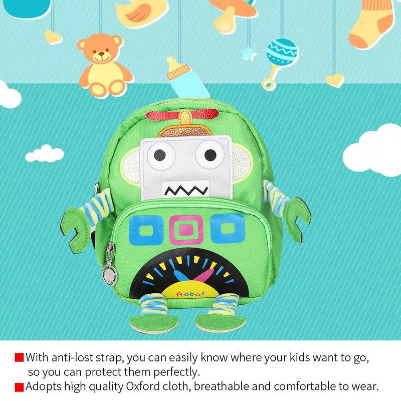 Cartoon Robot Pattern Kids Anti lost Backpack Schoolbag with Safety