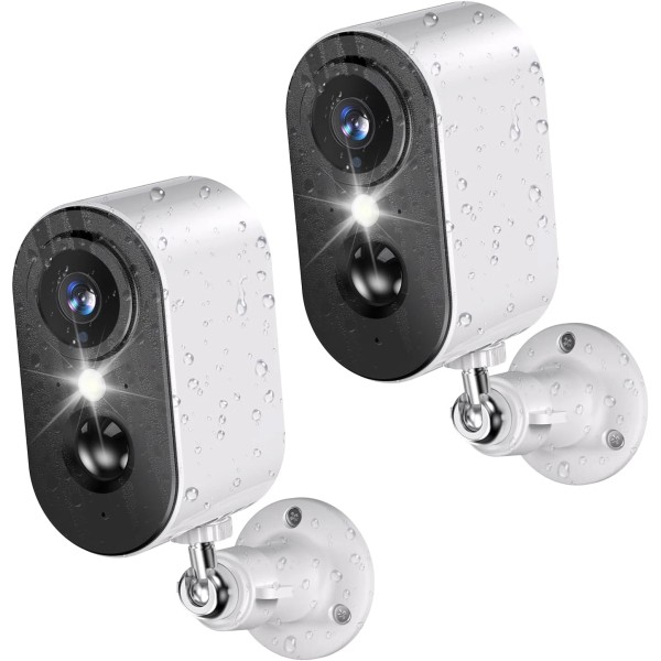 Security Cameras Wireless Outdoor 2-Pack, 2K Battery Powered Cameras for