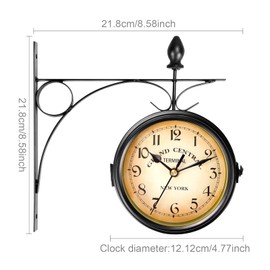 Queiting Outdoor Clocks for Garden Double Sided Wall Clock Outdoor Wall Clock Retro Garden Clock Paddington Outdoor Clocks Vintage Metal Numeral Garden Clock for Indoor Garden Diameter 4.77 Inches
