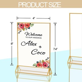 Cashger Acrylic Sign Holder for Wedding Signage, 4X6 Gold Picture Frames, Wedding Table Numbers Holder, Table Decor Menu Holders for Bar,Food,Gift Table(6 Pack)