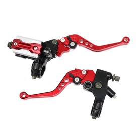 YWLUWEI Motorcycle 7/8" 22mm Handlebar Brake Master Cylinder Clutch Lever CNC Left & Right Set Universal Compatible with Honda Kawasaki Suzuki Yamaha Harley（Piston Diameter 12.7mm (Red)