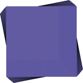 Amscan New Purple 2-Ply Luncheon Napkins - 6.5" (Pack of 40) - Vibrant Paper Napkins - Perfect For Events & Parties