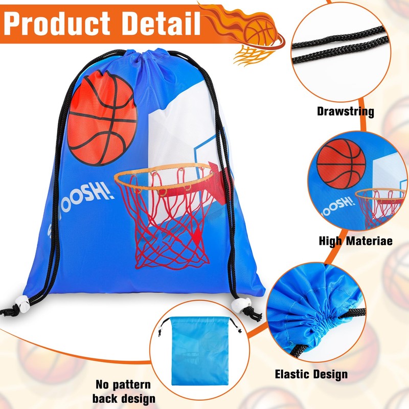 PLMMOUT 12 Pack Basketball Goodie Bags,Basketball Drawstring Backpack Gift Bags,Portable