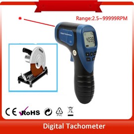 Handheld Digital Laser Tachometer Non-Contact RPM Meter Motor Speed Gauge Gun Measuring Range: 2.5-99999RPM