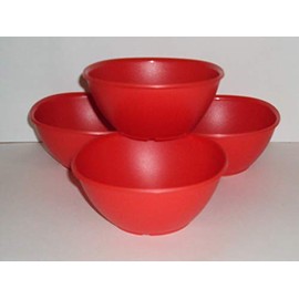 Tupperware Legacy Pinch Cereal or Soup Bowls Set of 4 Chili Red