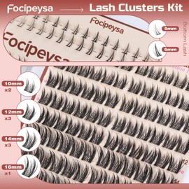 Focipeysa Wispy Lash Clusters Kit Spikes Eyelash Clusters Kit Manga Eyelash Extensions Kit with Bottom Lashes Individual Lashes Extensions Kit with Lash Bond and Seal Lash Tweezers