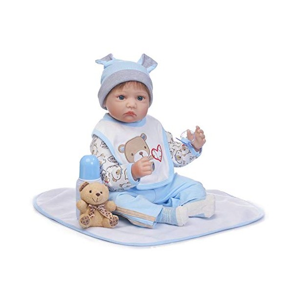 Medylove Reborn Baby Doll Clothes Boy 4pcs for 17-18 inch Reborn Doll Boy Blue Outfit Set