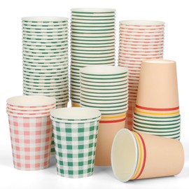 Houuqe 120pcs 9oz Gingham Camp Bachelorette Paper Drinking Cups Green Picnic Cups Pink Dinner Party Setting Disposable Checkered Cups for Wedding Birthday Party Baby Shower