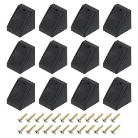 sourcing map 12 Pcs 90 Degree Plastic Corner Braces, 20x18x20mm Shelf Right Angle Brackets with Screws for Cabinets Cupboards, Black