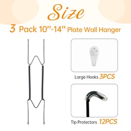 Plate Hangers for Wall for 10-14 inch, 3 Pack, Black