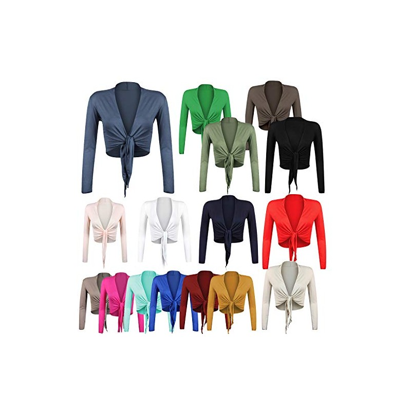 Gloop Women's Beautiful Elegant Long Sleeve Bolero Jacket Knot -
