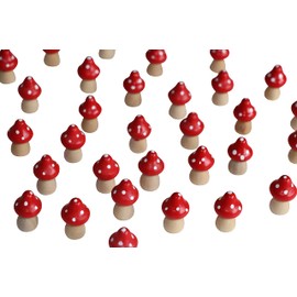 36 x Toadstools 2.2 cm Wooden Toadstool Lucky Charm Decoration Lucky Mushrooms Autumn Decoration Christmas Decoration Table Decoration Decorative Mushrooms Wooden Mushrooms Craft Mushroom Scattered