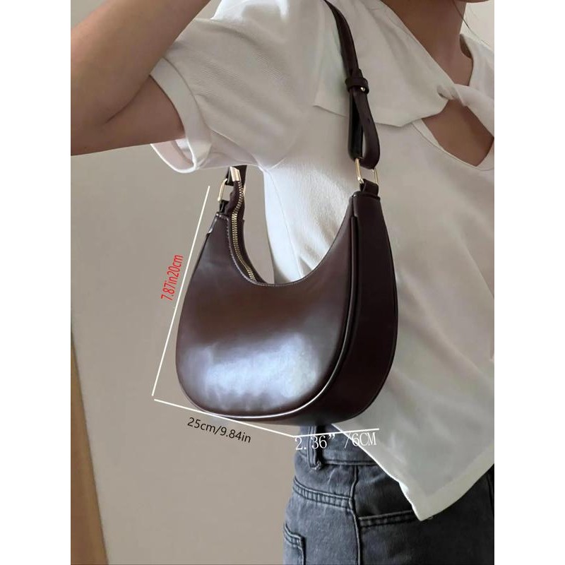 Women's 2025 Fall Summer Half-moon Shoulder Bag, Y2k Trendy Handheld Bag,