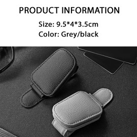 EIYVPRA Pack of 2 Glasses Holders for Car Sun Visor, Glasses Holder for Car, Magnetic Sunglasses Holder Car, Leather Sunglasses Holder for Car Visor Accessories, Ticket Card Clip, Black/Grey