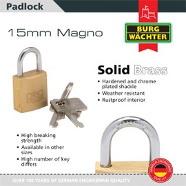 Burg Wachter Magno 15mm Travel Brass Padlock